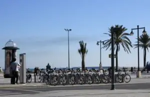 beach on the sunny day and in front bike